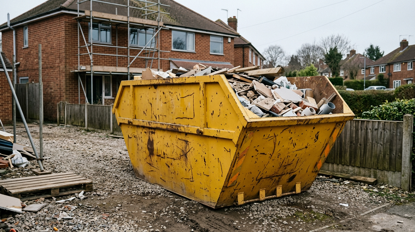 Tall yellow 12-yard maxi skip ready for a larger clear-out